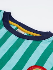 Frugi Blue Relaxed Striped Non Appliqué 100% Organic Cotton T-Shirt - Image 4 of 5