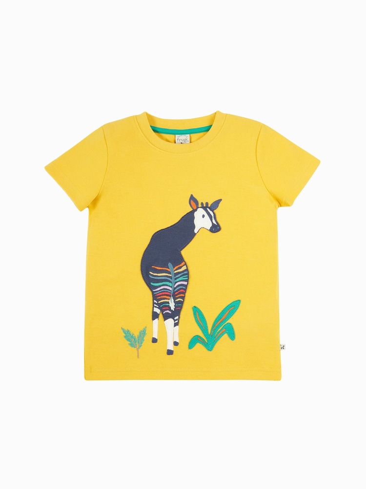 Желтый - Красная футболка с аппликацией Frugi Carsen - Детский топ - Image 1 of 5