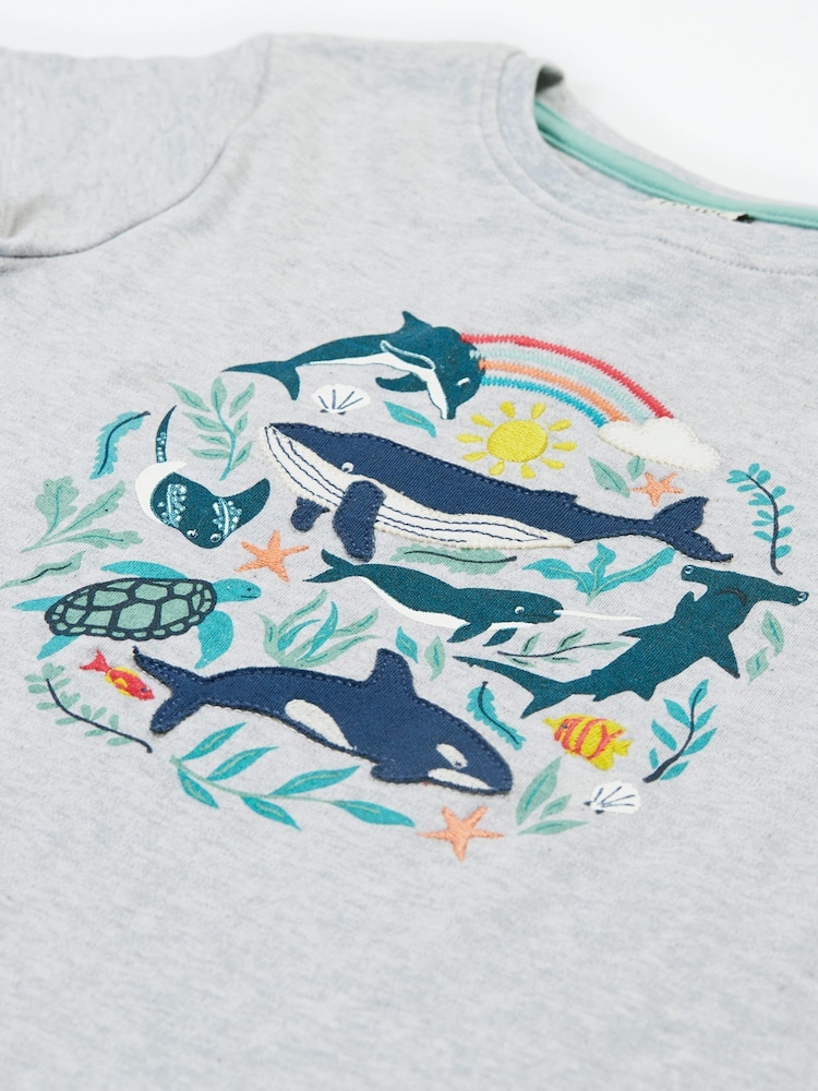 Frugi Grey Alice Appliqué 100% Organic Cotton T-Shirt - Imagen 2 de 4