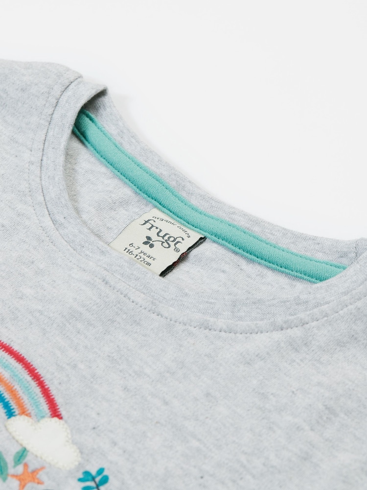Frugi Grey Alice Appliqué 100% Organic Cotton T-Shirt - Imagen 4 de 4