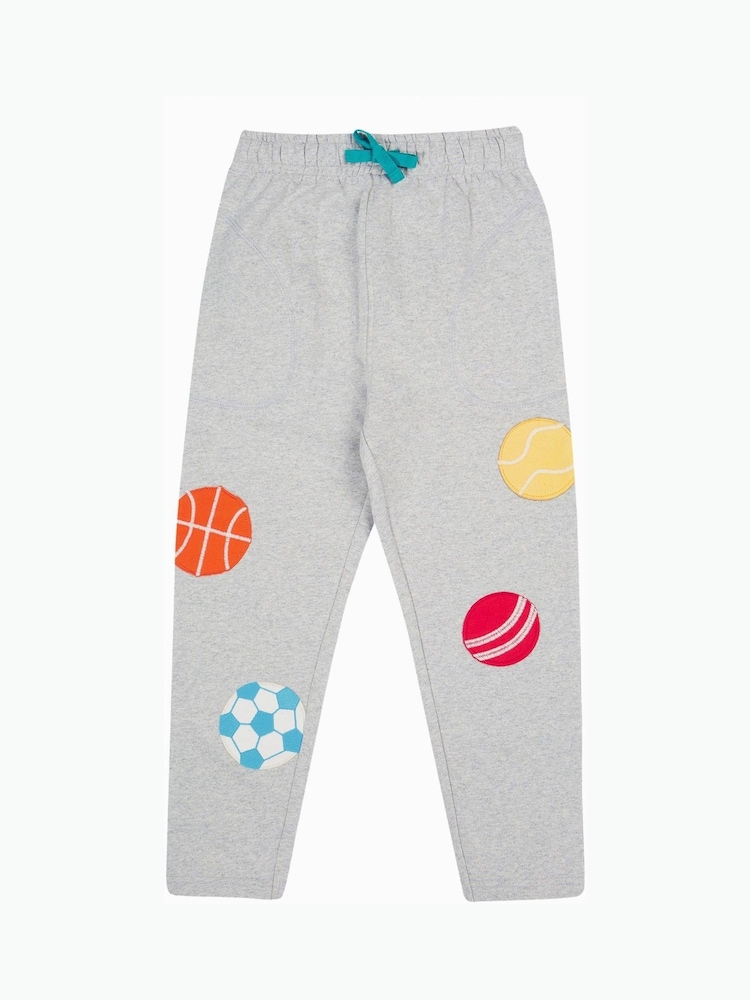 Frugi Kids Grey Jack Applique 100% Organic Cotton Joggers - Image 1 of 5