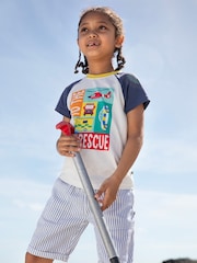 Frugi White Reid Raglan 100% Organic Cotton T-Shirt - Image 1 of 5