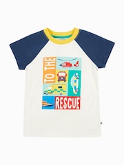 Frugi White Reid Raglan 100% Organic Cotton T-Shirt - Image 2 of 5