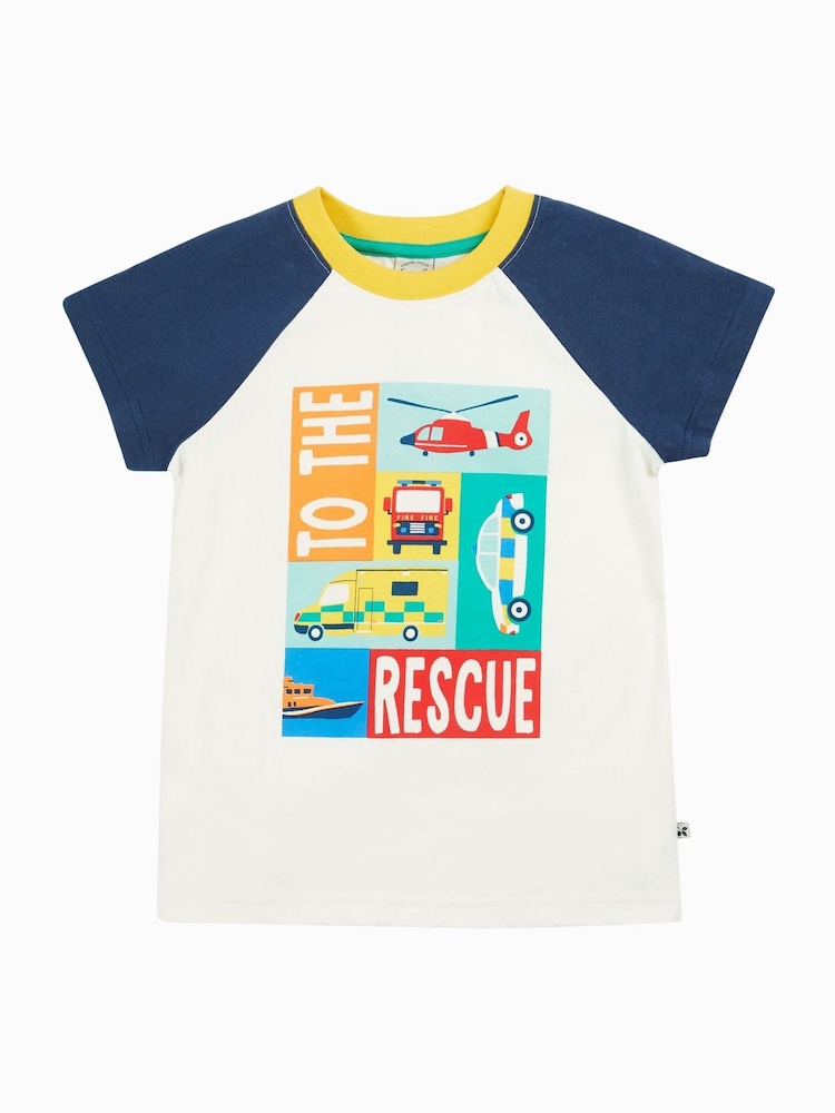 Frugi White Reid Raglan 100% Organic Cotton T-Shirt - Image 2 of 5