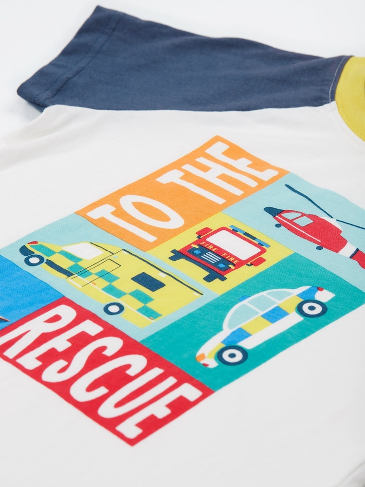 Frugi White Reid Raglan 100% Organic Cotton T-Shirt - Image 3 of 5