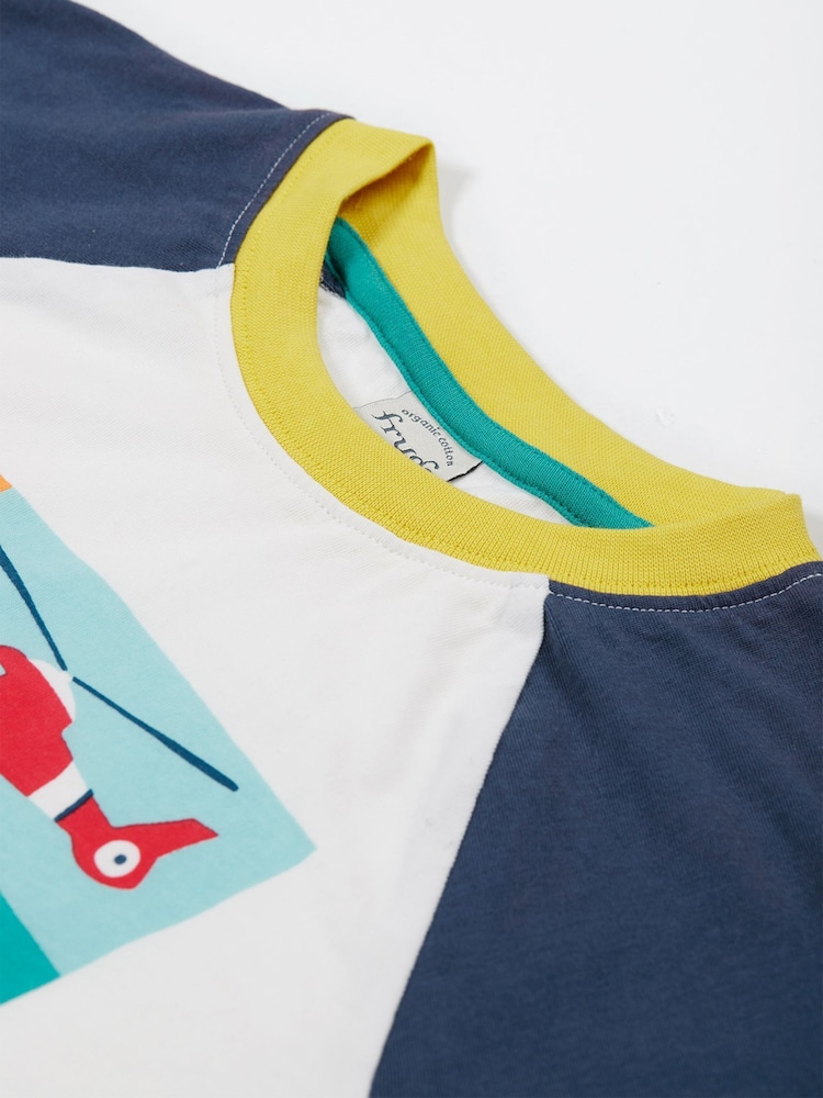 Frugi White Reid Raglan 100% Organic Cotton T-Shirt - Image 5 of 5