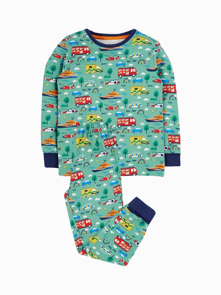 Frugi – Sundown – Pyjama-Set mit Sweattop für Kinder aus 100 % Baumwolle in Grün - Bild 1 von 4 Frugi – Sundown – Pyjama-Set mit Sweattop für Kinder aus 100 % Baumwolle in Grün - Bild 1 von 4