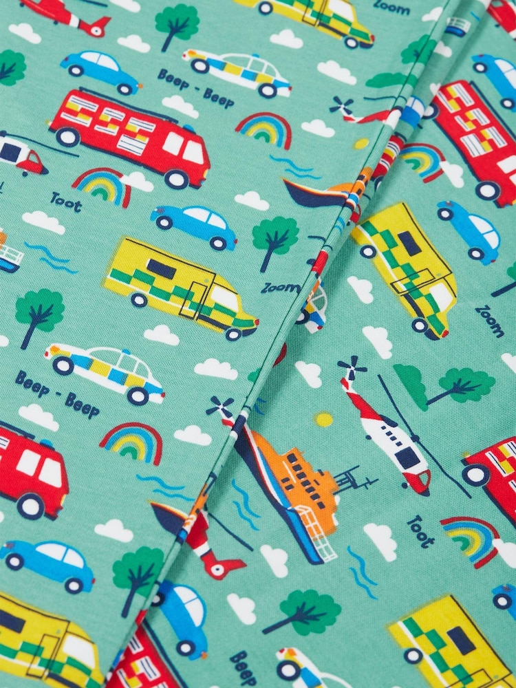 Frugi Kids Green Sundown 100% Cotton SweatTop Pyjamas Set - Image 4 of 4