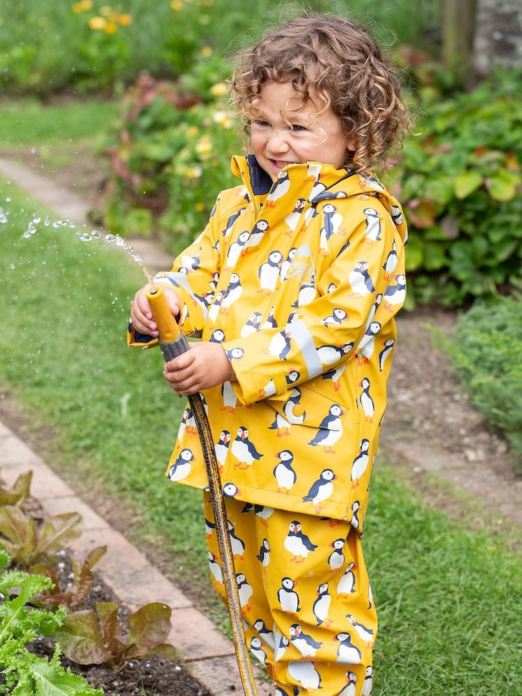 Frugi Yellow Puddle Buster Printed Rain Coat - Image 1 of 7