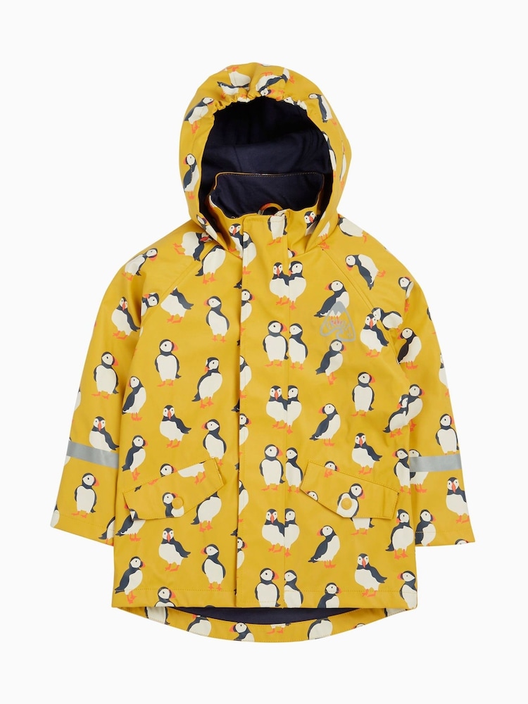 Frugi Yellow Puddle Buster Printed Rain Coat - Image 2 of 7