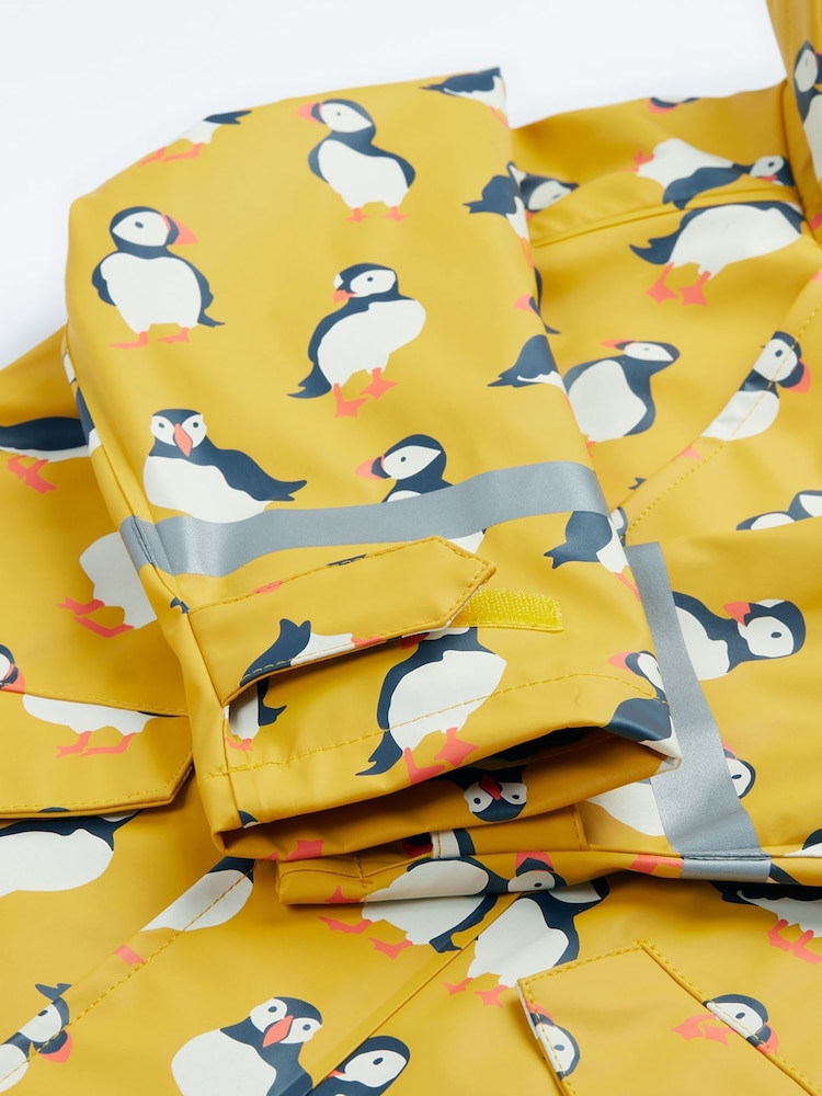 Frugi Yellow Puddle Buster Printed Rain Coat - Image 4 of 7