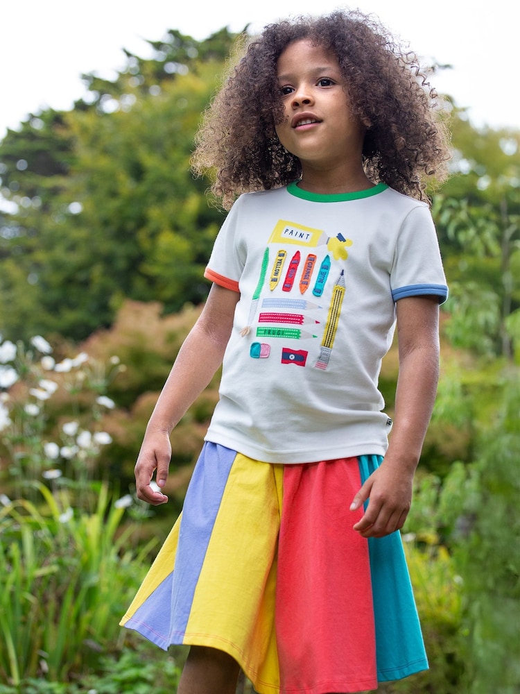 Frugi Blue Rainbow Jersey 100% Organic Cotton Skirt - Image 1 of 4