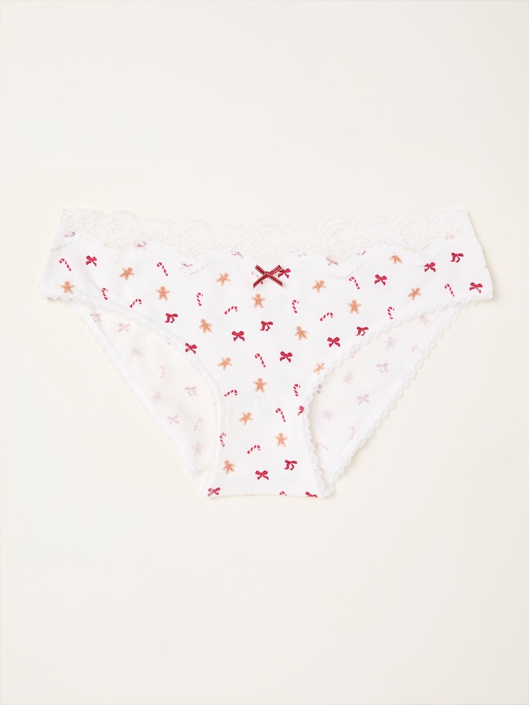 FatFace Ivory Festive Classic Knickers - Image 1 of 2
