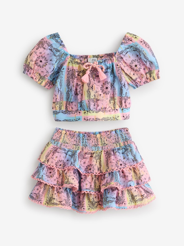 River Island Pink Girls Rara Skirt Set - Image 1 of 1 River Island Pink Girls Rara Skirt Set - Image 1 of 1
