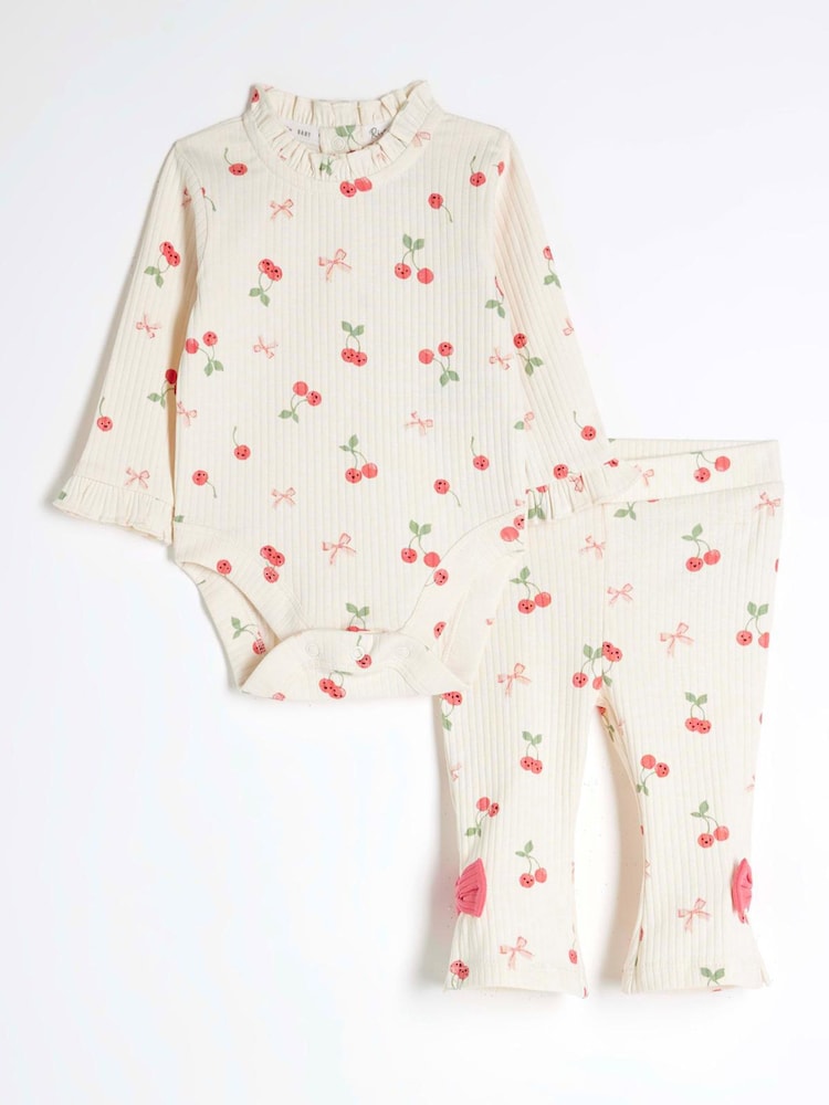 River Island Cream Baby Girls Kickflare Set - Image 1 of 4