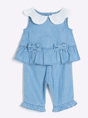 River Island Blue Baby Girls Chambray Collar Set - Image 1 of 5