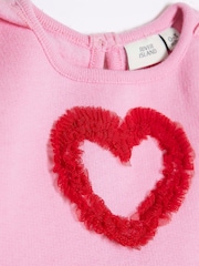 River Island Pink Baby Girls Ruffle Trimmed Sweat Top & Joggers Set - Image 4 of 5