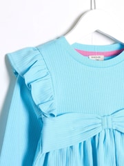 أزرق - طقم بتصميم واسع من أسفل ومزين بفيونكة وكشكشة للبنات من River Island - صورة 4 من 5