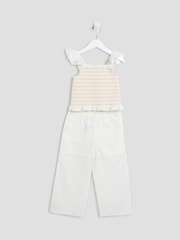 Bela - River Island dekleta nabrane široke rokavi 100% bombaž set - Slika 4 iz 4