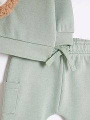 River Island Green Green Baby Boys Fleece Bear Sweatshirt Set - Image 5 of 5