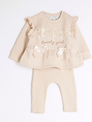 Marrón - River Island Baby Girls Peplum Sweater Set - Imagen 1 de 5