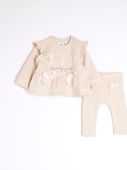 Marrón - River Island Baby Girls Peplum Sweater Set - Imagen 2 de 5