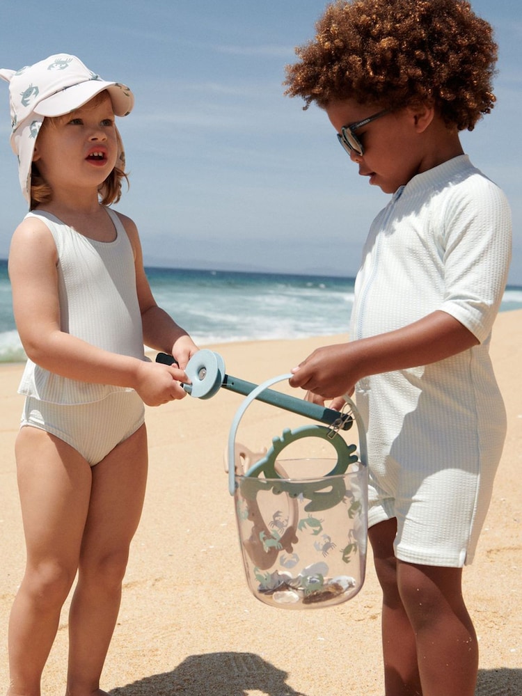 Liewood Blue Max Seersucker Short Sleeve UV Protection Swim playsuit - Image 2 of 5