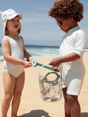 Liewood Blue Max Seersucker Short Sleeve UV Protection Swim playsuit - Image 5 of 5