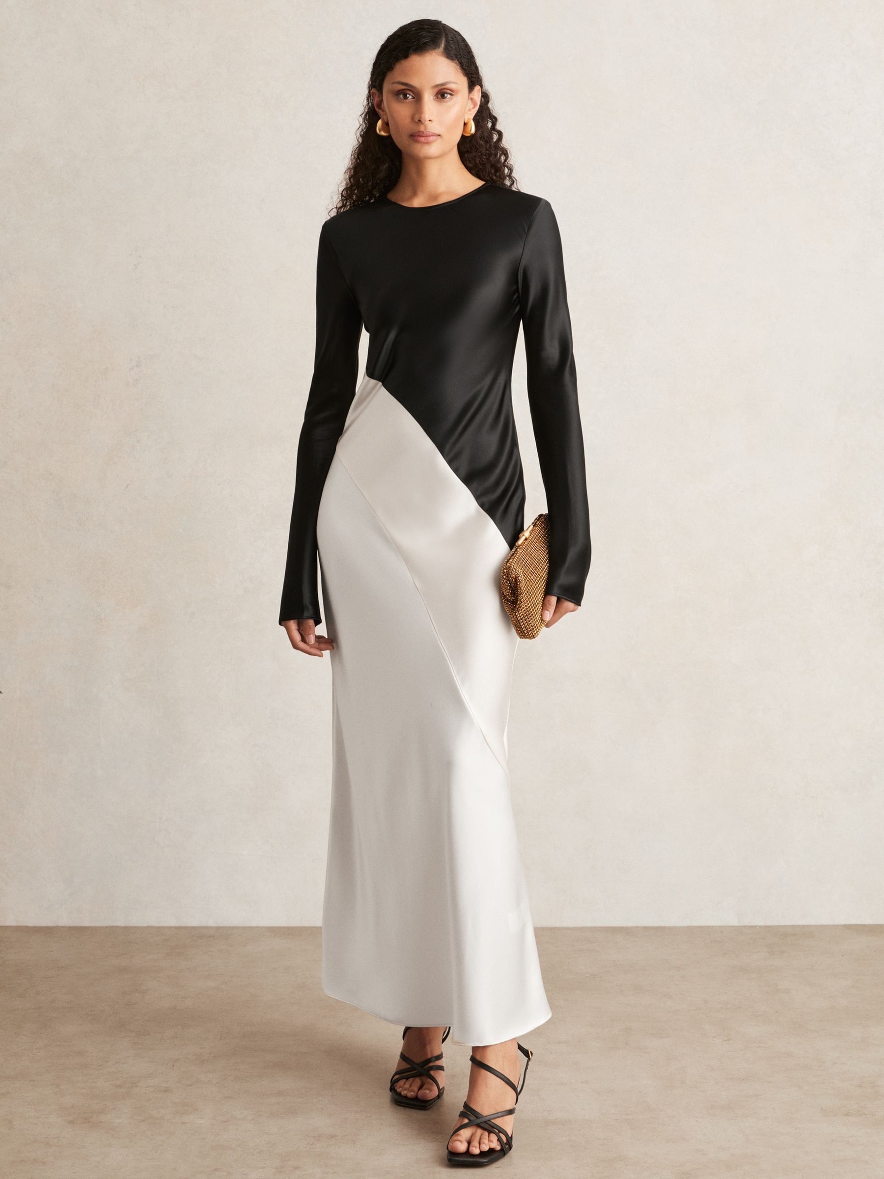 Acler Colour Block Midi Dress In Black