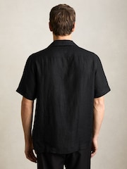 Reiss Black Beldi Linen Cuban-Collar Shirt - Image 5 of 6