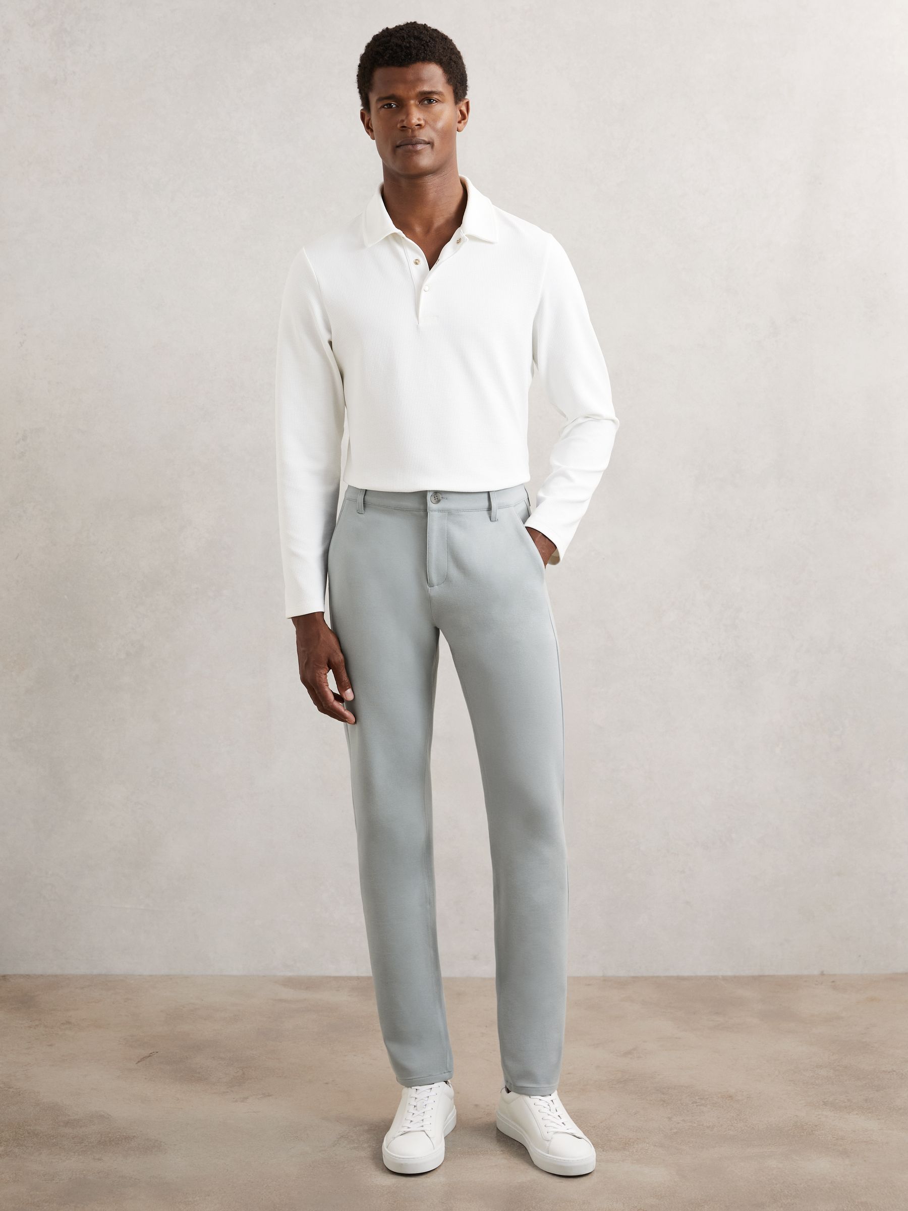 Paige Slim-fit Stretch Trousers In Gray