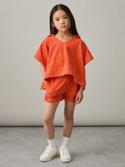 Reiss Orange Cyri Towelling Shirt And Shorts Set - Image 1 of 5