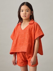Reiss Orange Cyri Towelling Shirt And Shorts Set - Image 3 of 5