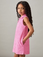 Reiss Pink Karyanne Textured Towelling Zip-Through Dress - Image 3 of 5