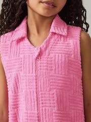 Reiss Pink Karyanne Textured Towelling Zip-Through Dress - Image 4 of 5