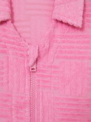 Reiss Pink Karyanne Textured Towelling Zip-Through Dress - Image 5 of 5