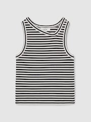 Reiss Navy Ali 4-9 yrs Stretch-Cotton Stripe Asymmetric Vest - Image 2 of 4