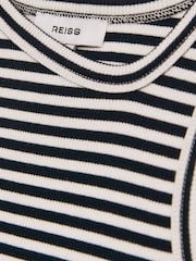 Reiss Navy Ali 4-9 yrs Stretch-Cotton Stripe Asymmetric Vest - Image 4 of 4