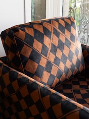 Rockett St George Caramel Brown Check Velvet The Edie Accent Chair - Image 2 of 7