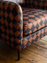 Rockett St George Caramel Brown Check Velvet The Edie Accent Chair - Image 3 of 7