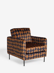 Rockett St George Caramel Brown Check Velvet The Edie Accent Chair - Image 4 of 7