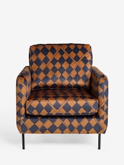 Rockett St George Caramel Brown Check Velvet The Edie Accent Chair - Image 5 of 7