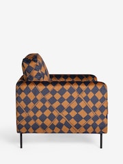 Rockett St George Caramel Brown Check Velvet The Edie Accent Chair - Image 6 of 7