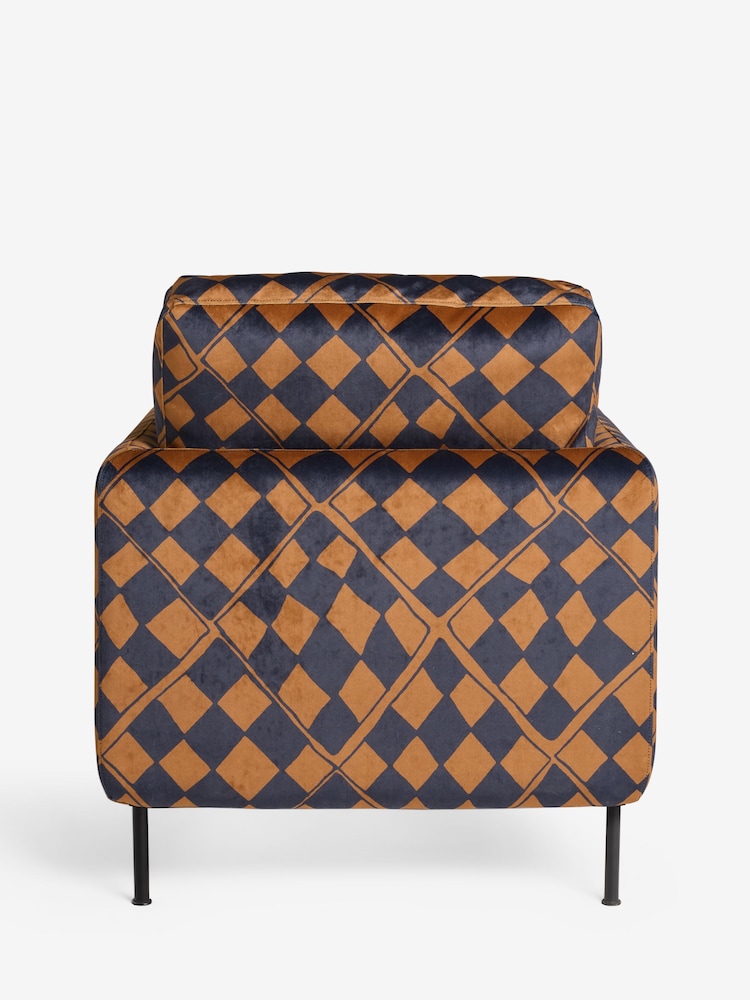 Rockett St George Caramel Brown Check Velvet The Edie Accent Chair - Image 7 of 7