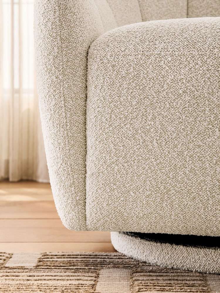 Casual Boucle Oyster Natural Zane Swivel Accent Chair - Image 2 of 9 Casual Boucle Oyster Natural Zane Swivel Accent Chair - Image 2 of 9