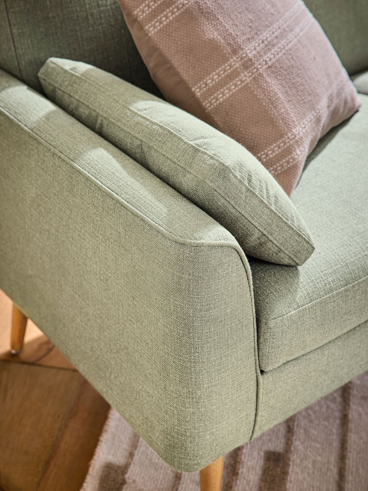 Soft Linen Look Sage Green Mila 3 Seater Small Sofa - Image 2 of 10 Soft Linen Look Sage Green Mila 3 Seater Small Sofa - Image 2 of 10
