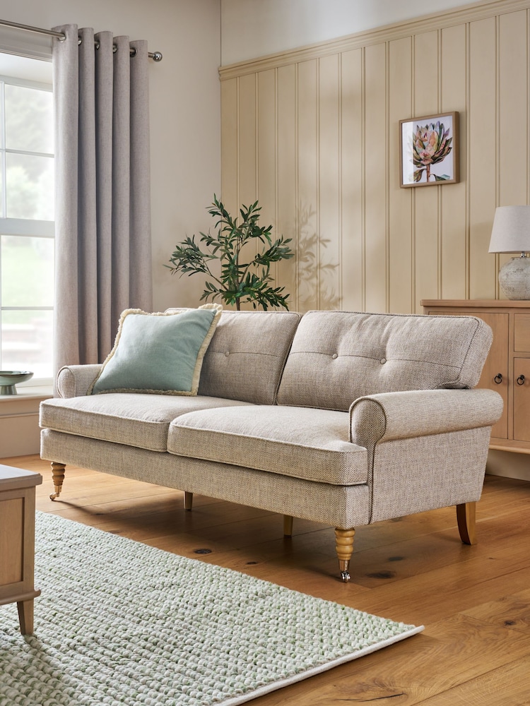 Chunky Weave Mid Natural Delia Large 3 Seater Small Sofa - Image 1 of 8 Chunky Weave Mid Natural Delia Large 3 Seater Small Sofa - Image 1 of 8