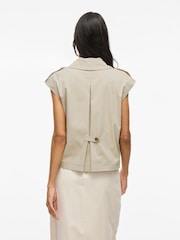 VILA Beige Sleeveless Gilet Trench Coat - Image 4 of 8