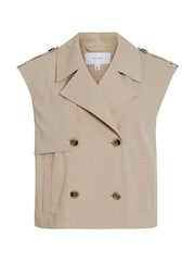 VILA Beige Sleeveless Gilet Trench Coat - Image 7 of 8