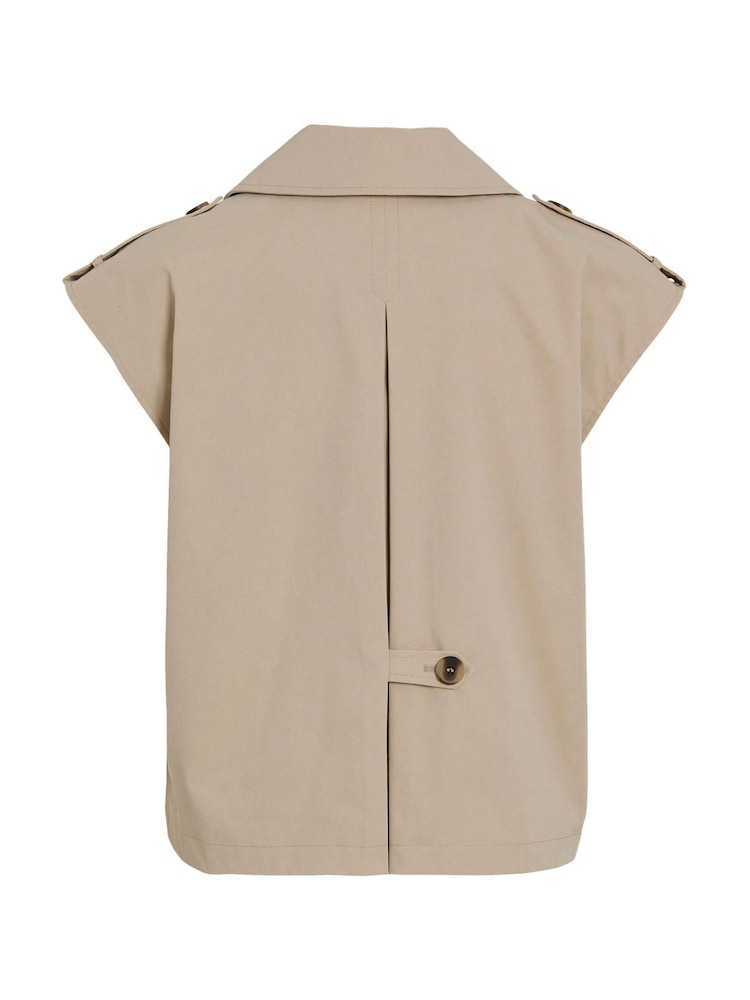 VILA Beige Sleeveless Gilet Trench Coat - Image 8 of 8